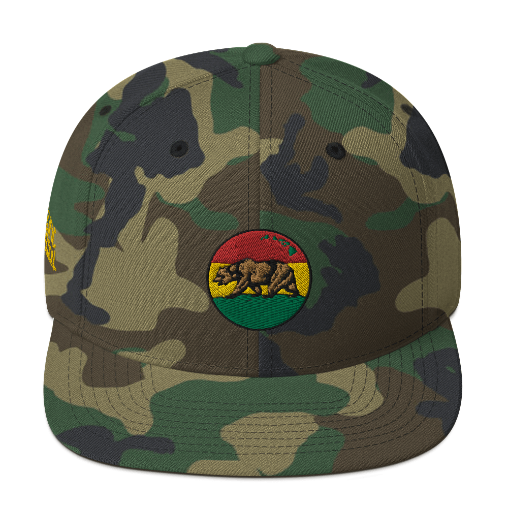 Bear - Embroidered Camo Snapback Hat