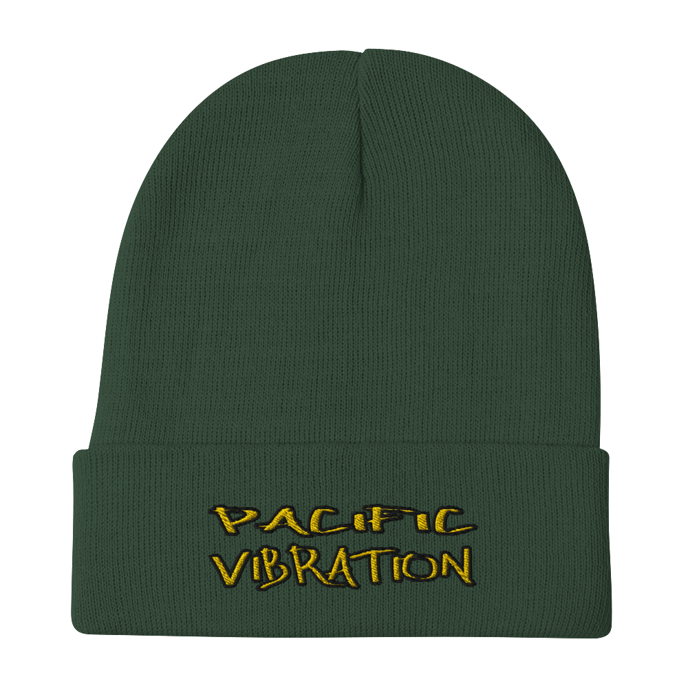 Embroidered Green Beanie